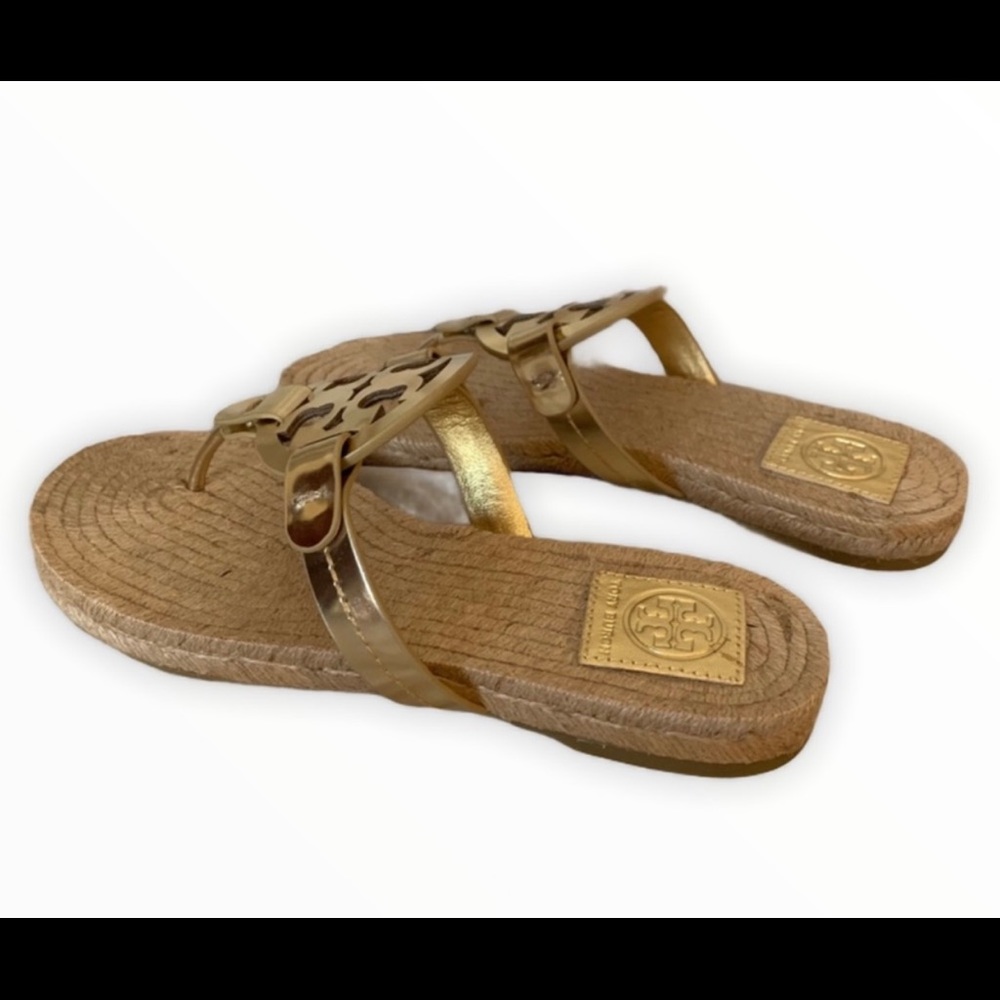Tory Burch Miller Gold Emblem Espadrille Sandal